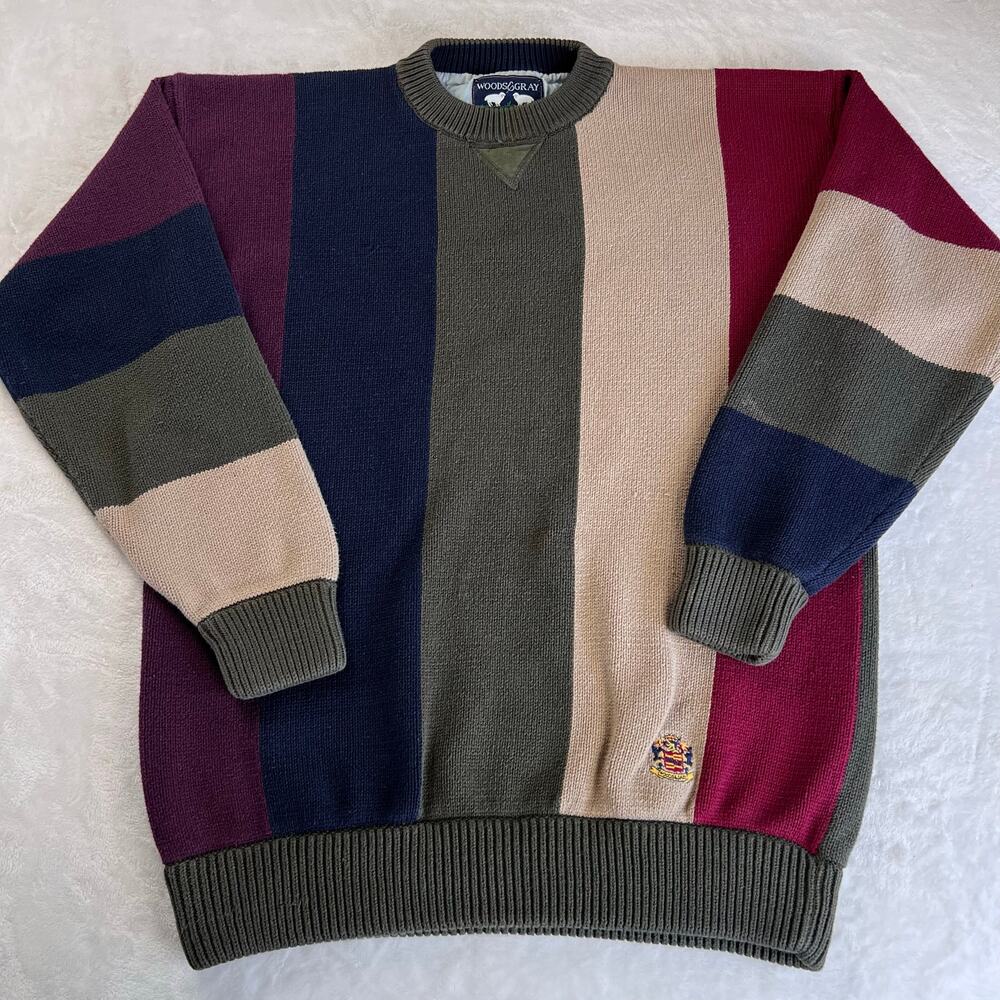Woods & Gray Vintage Striped Knit Sweater Men's Size Large Tall LT Color Block